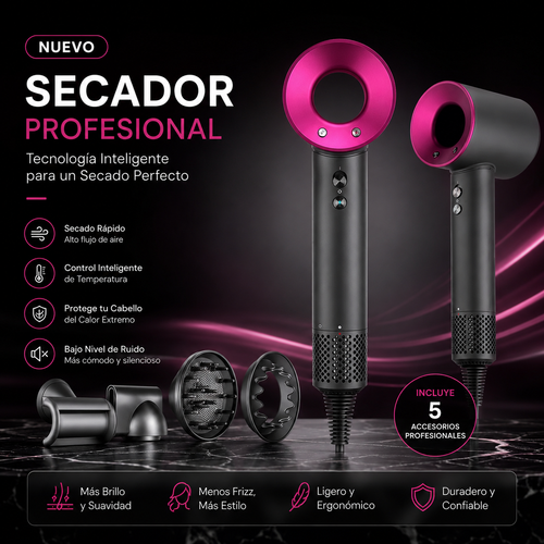 Secador iónico profesional con accesorios