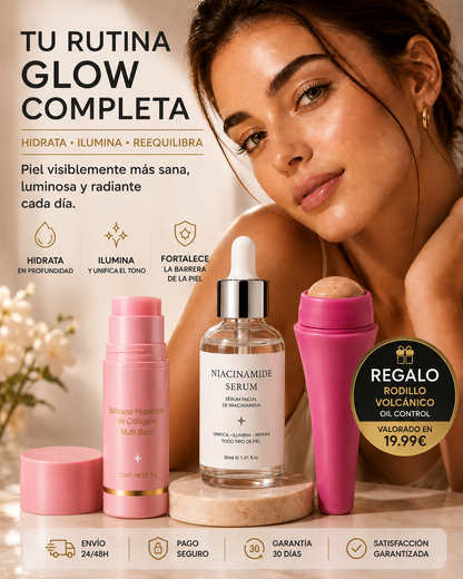 Rutina Facial Glow Premium | Bálsamo de Colágeno + Sérum + Rodillo de Regalo
