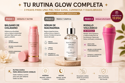 Rutina Facial Glow Premium | Bálsamo de Colágeno + Sérum + Rodillo de Regalo