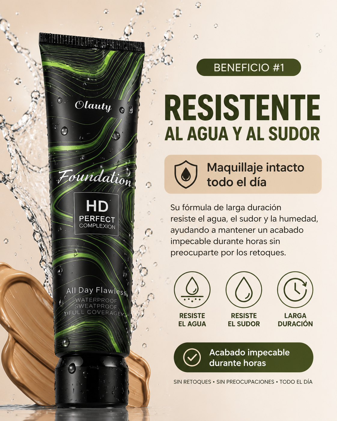 Base de maquillaje resistente al agua N2 Beigge