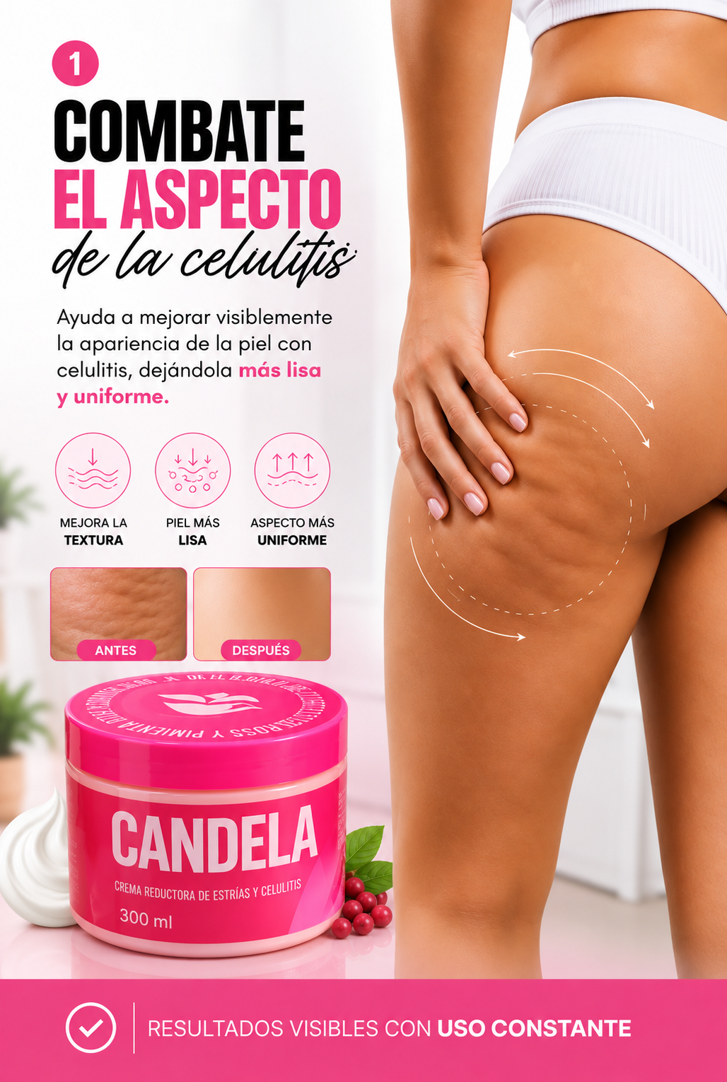 🔥 Crema CANDELA para Celulitis y Estrías + 🎁 Bella Skin 3 en 1 de REGALO