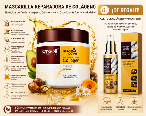 Mascarilla Capilar Profesional con Colágeno 500ml + Regalo Aceite Capilar de Colágeno